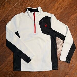 SPYDER White and Black Quarter-Zip Fleece Pullover, Size M